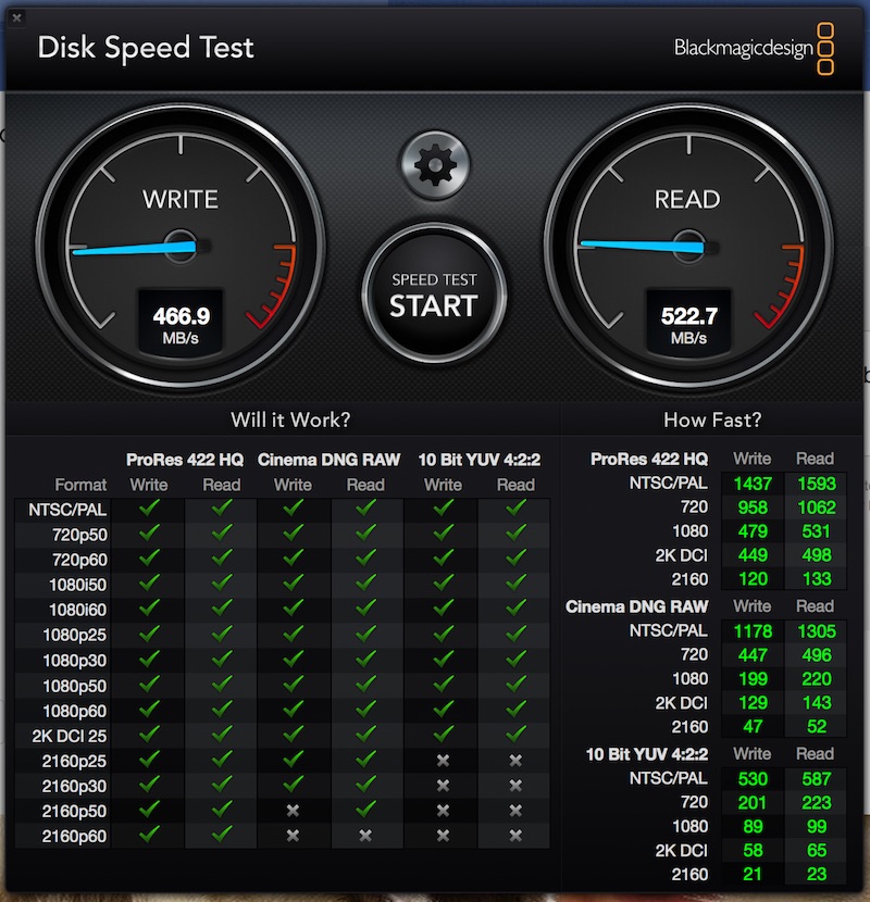 BlackMagic Disk Speed Test