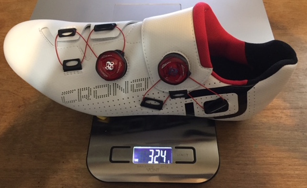 Crono CR1 Weight in grams with Shimano SPD-SL yellow cleats