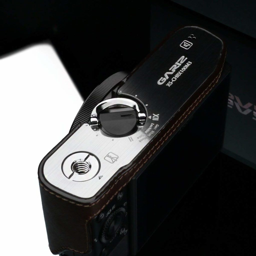 Gariz Rx100 Half Case Genuine Leather metal bottom