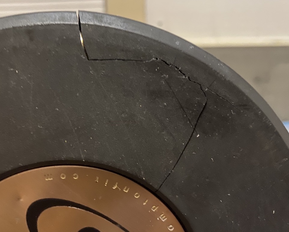 Crack in a Urethane dumbbell