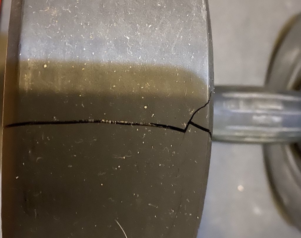 Urethane Dumbbell Showing Cracks
