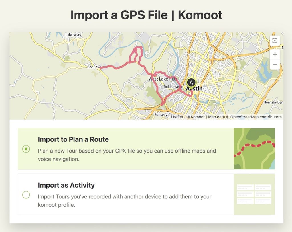 Kamoot import a GPS File