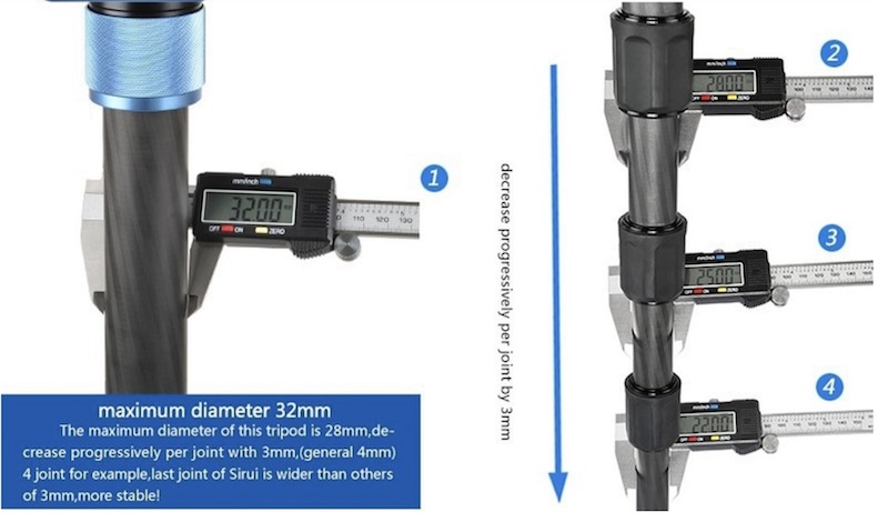 Sirui p-324S Monopod Diameter